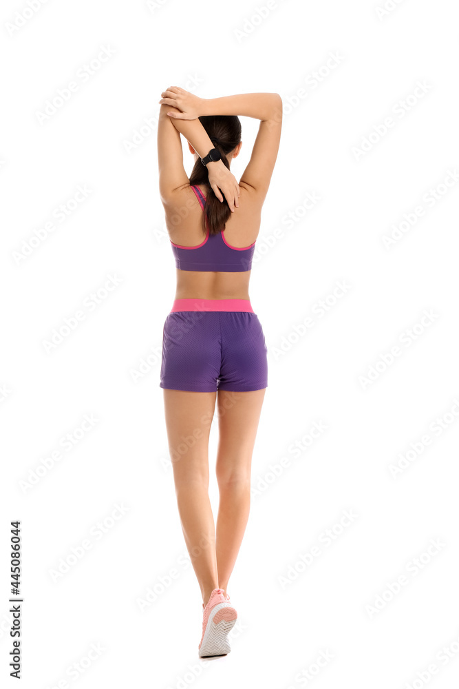 Sporty female coach on white background Sporty female coach on white background