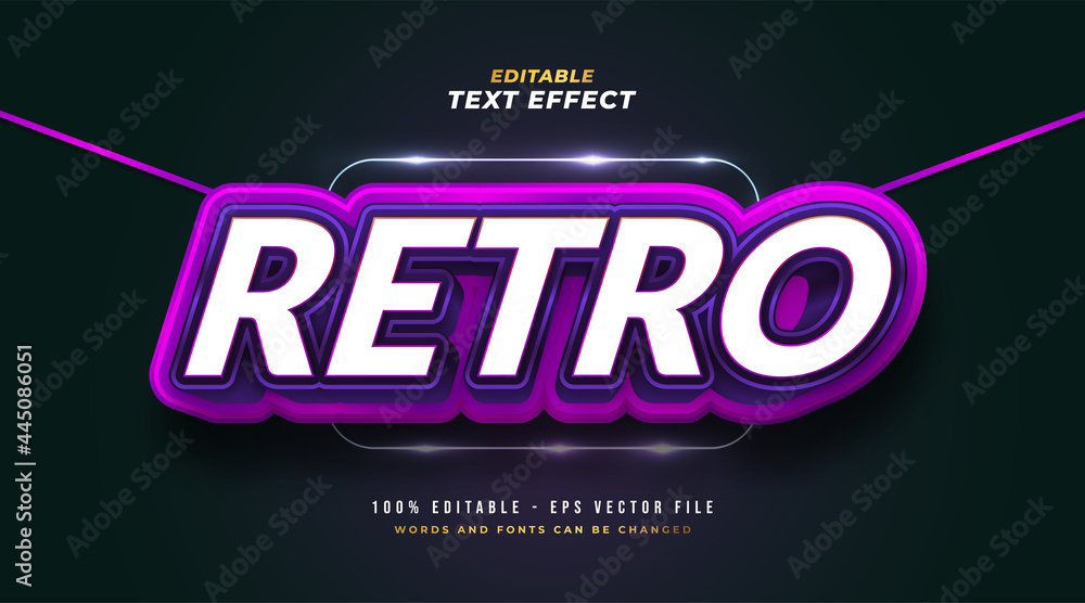 Bold Retro Text Style in White and Purple with 3D Embossed Effect. Editable Text Style Effect Bold Retro Text Style in White and Purple with 3D Embossed Effect. Editable Text Style Effect
