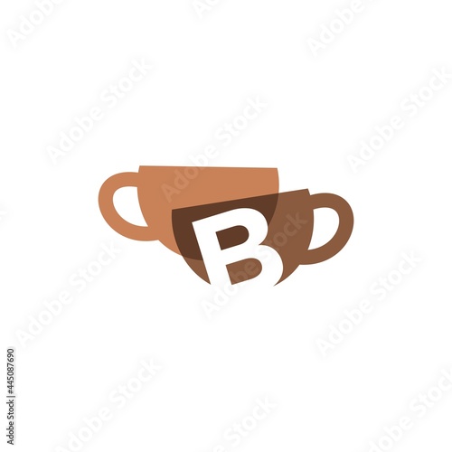 b letter coffee cup overlapping color logo vector icon illustration