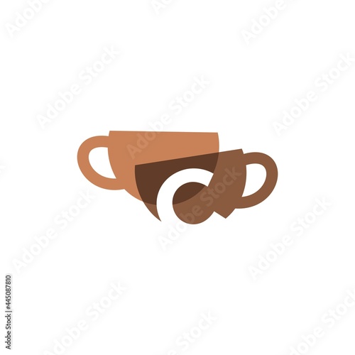 c letter coffee cup overlapping color logo vector icon illustration