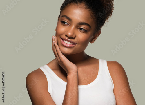 African american woman beauty healthy skin natural beauty happy smile
