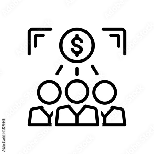 Black line icon for investors