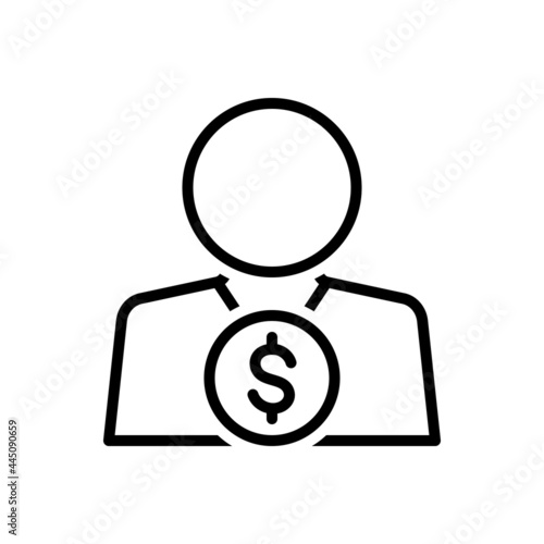 Black line icon for investors