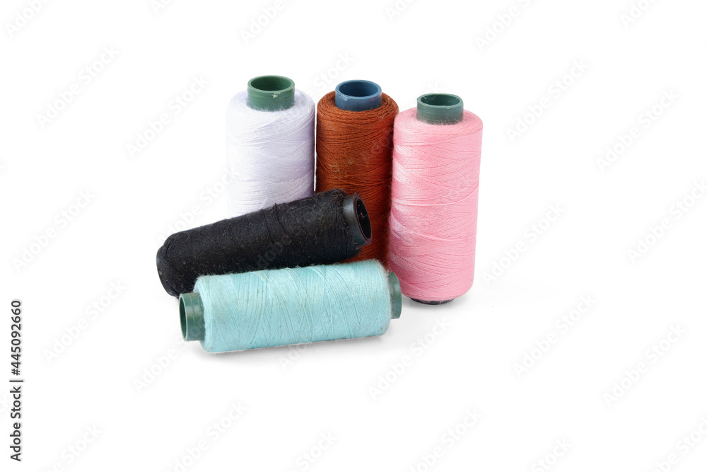 Color sewing thread isolated on a white background Color sewing thread isolated on a white background