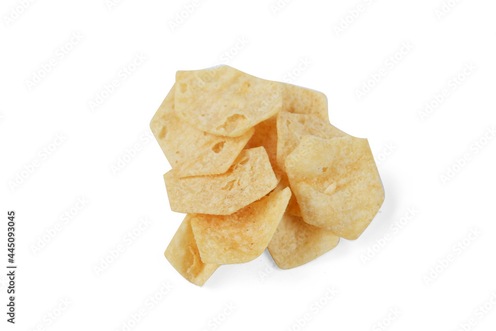 Potato chips isolated on white background Potato chips isolated on white background