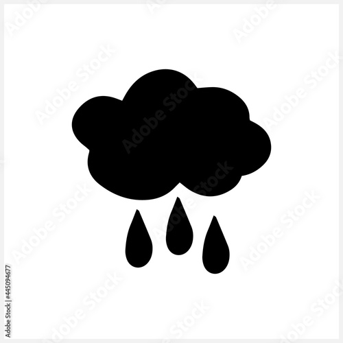 Fototapeta Naklejka Na Ścianę i Meble -  Doodle cloud with rain icon isolated on white. Kids hand drawn art. Cartoon vector stock illustration. EPS 10