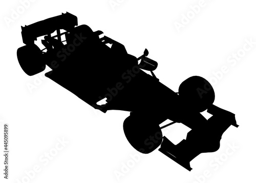 Silhouette of a racing car isolated on a white background. Isometric view. Vector illustration