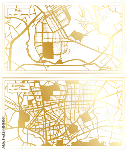Namjeju and Paju South Korea City Map Set.