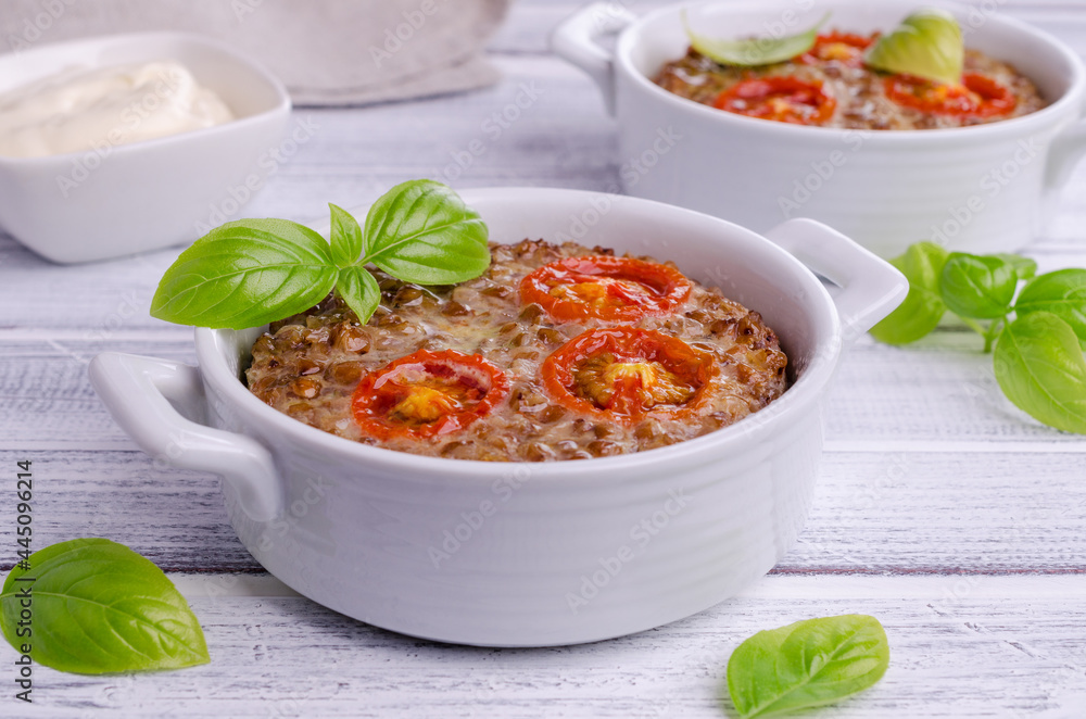 Buckwheat casserole with tomatoes Buckwheat casserole with tomatoes