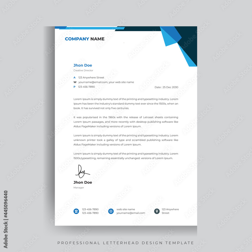 Business Letterhead Design Template Blue and Black Business Letterhead Design Template Blue and Black