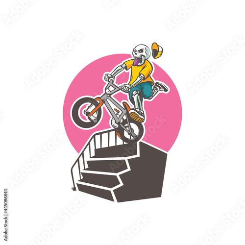 Skeleton Bike mascot logo template