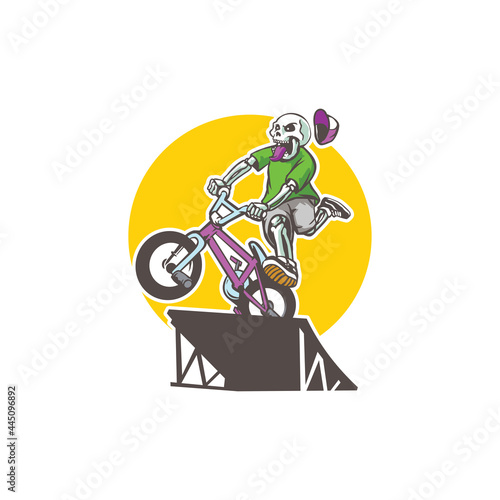 Skeleton Bike mascot logo template