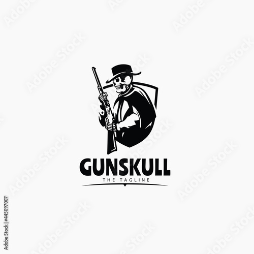 Skull sheriff cowboy with riffle gun