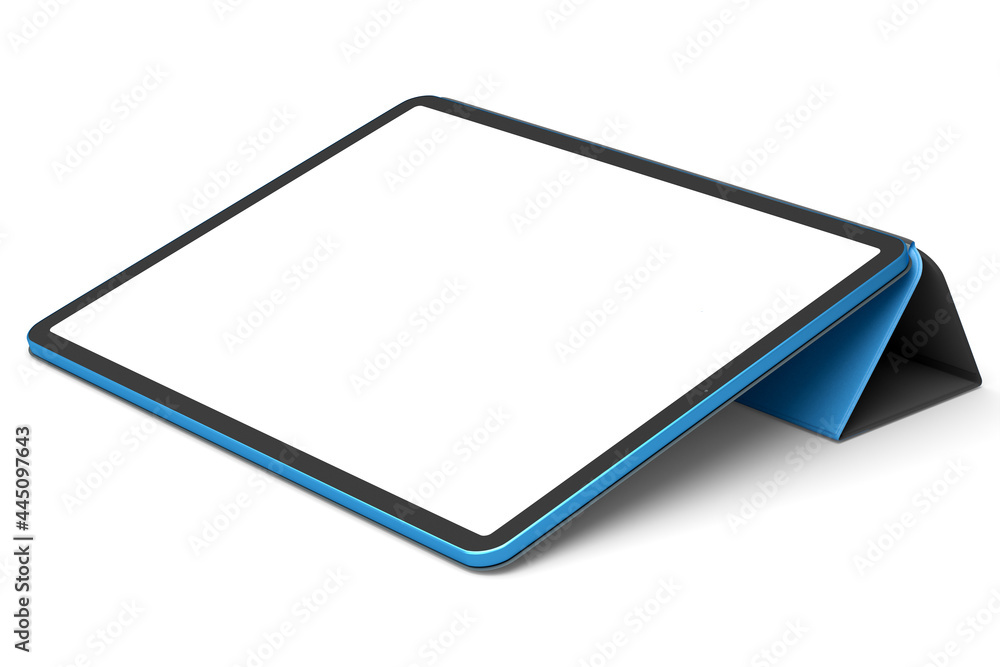 Computer tablet with cover case isolated on white background. Computer tablet with cover case isolated on white background.