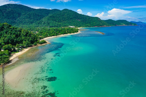 Aerial view of Bang Bao Pier and the lighthouse in koh Chang, Trat, Thailand