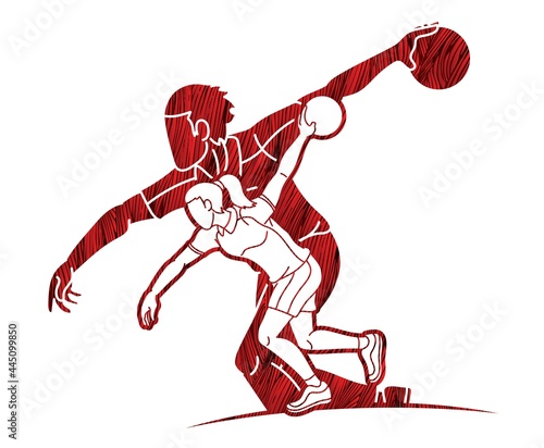 Group of Bowler Bowling Sport Players Action Cartoon Graphic Vector