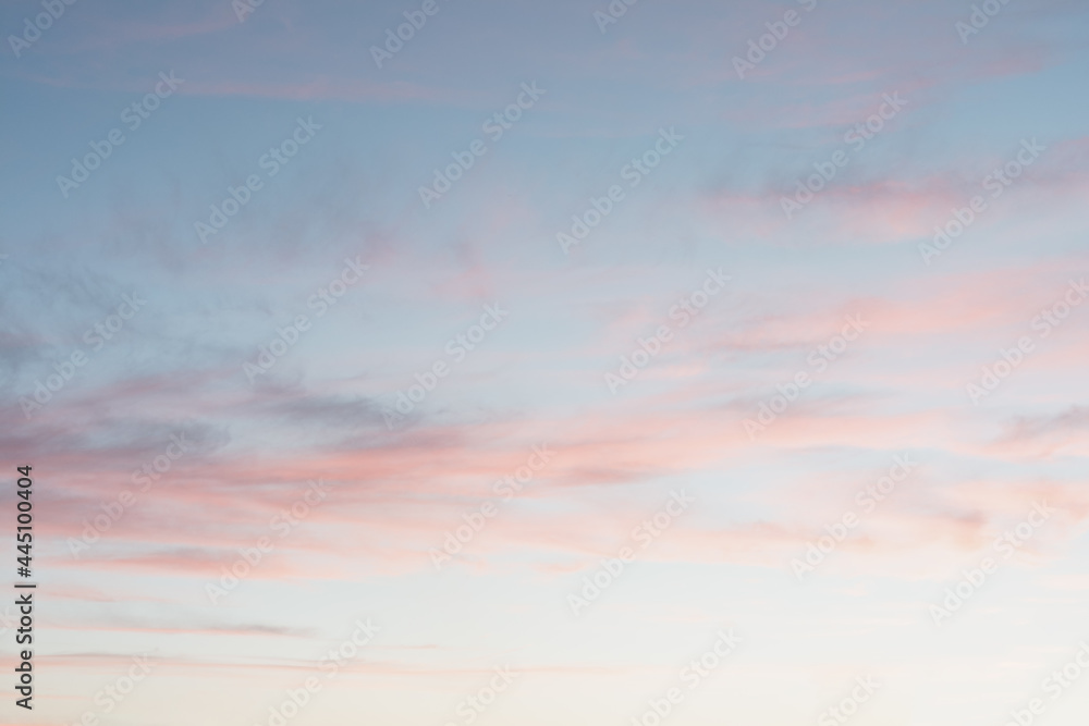 Bright colorful sky at sunset in pink purple and blue colors.