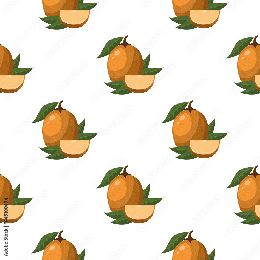 Seamless pattern with fresh sapodilla fruits isolated on white background. Summer fruits for healthy lifestyle. Organic fruit. Cartoon style. Vector illustration for any design. Seamless pattern with fresh sapodilla fruits isolated on white background. Summer fruits for healthy lifestyle. Organic fruit. Cartoon style. Vector illustration for any design.