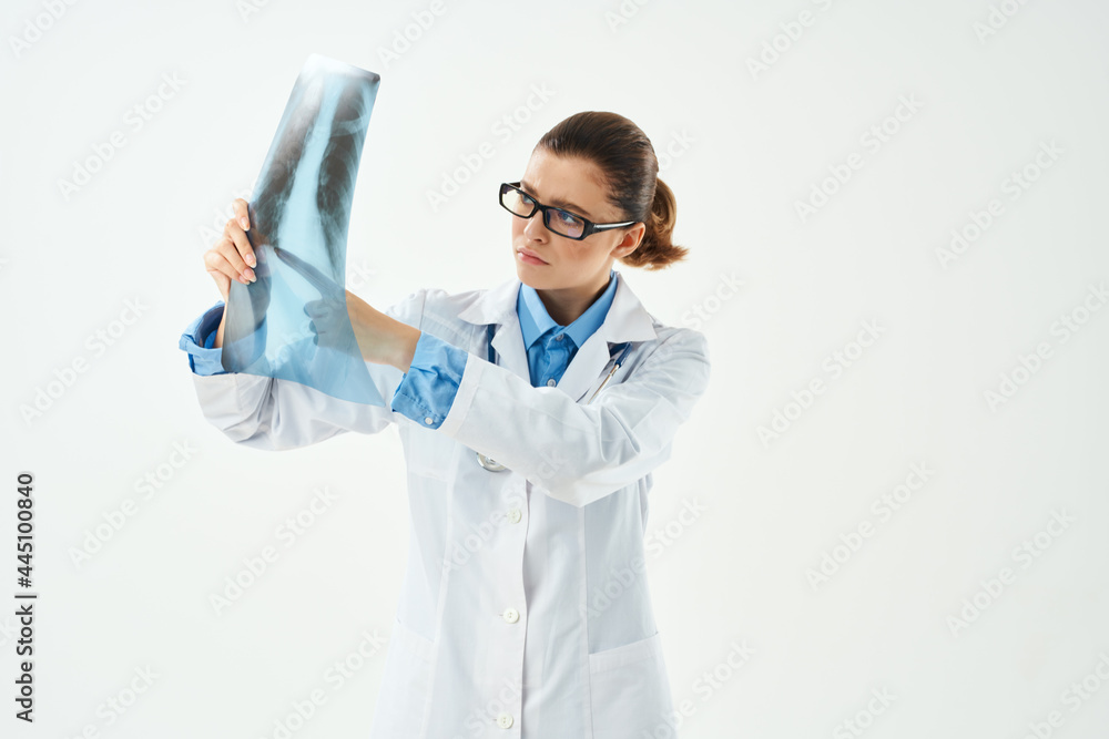 female doctor in white coat x-ray diagnostics treatment female doctor in white coat x-ray diagnostics treatment