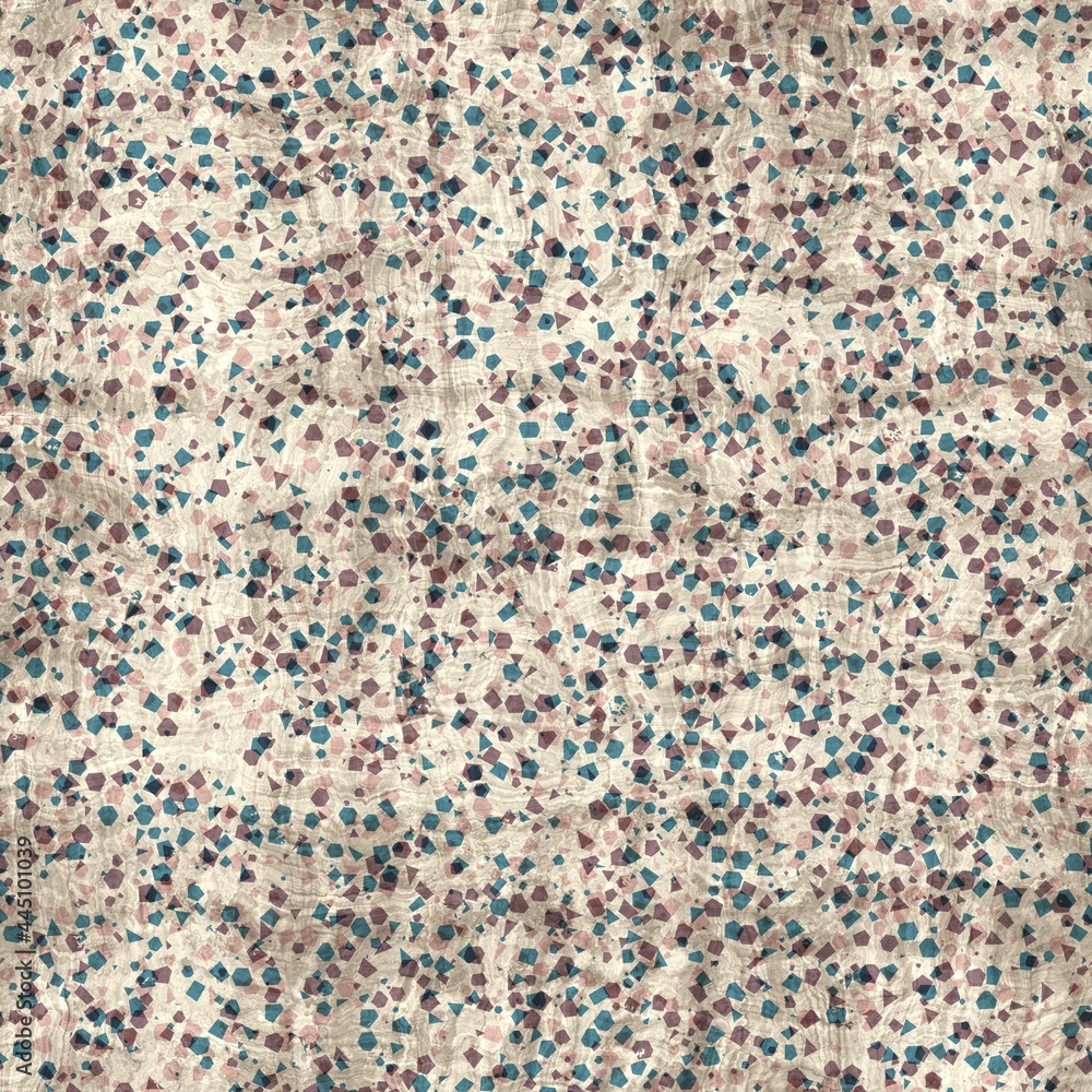 Fototapeta premium Seamless blue pink cream and navy surface pattern. High quality illustration. Overlaid and multiplied distressed and grungy worn abstract design for print. Detailed artistic repeat tile swatch.