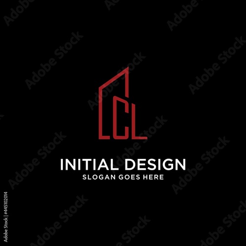 CL initial monogram with building logo design