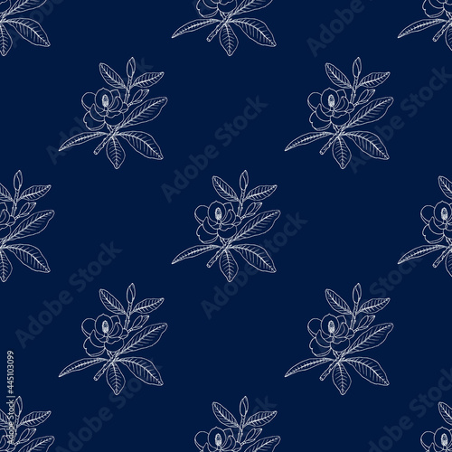 Seamless pattern with magnolia grandiflora