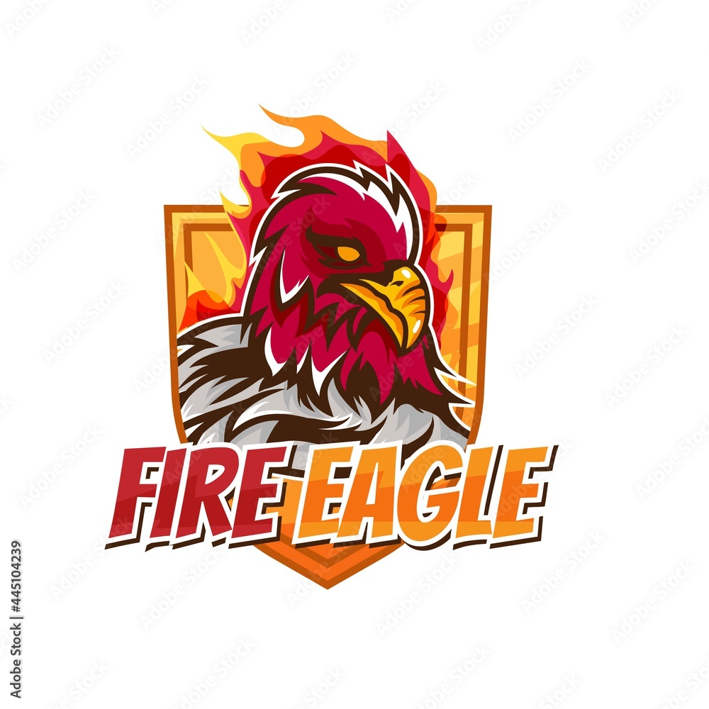 Logo animal emblem tournament Fire Red eagle bird character esport. Mascot  baseball game. mascot and esport logo design. easy to edit and customize  Stock Vector | Adobe Stock