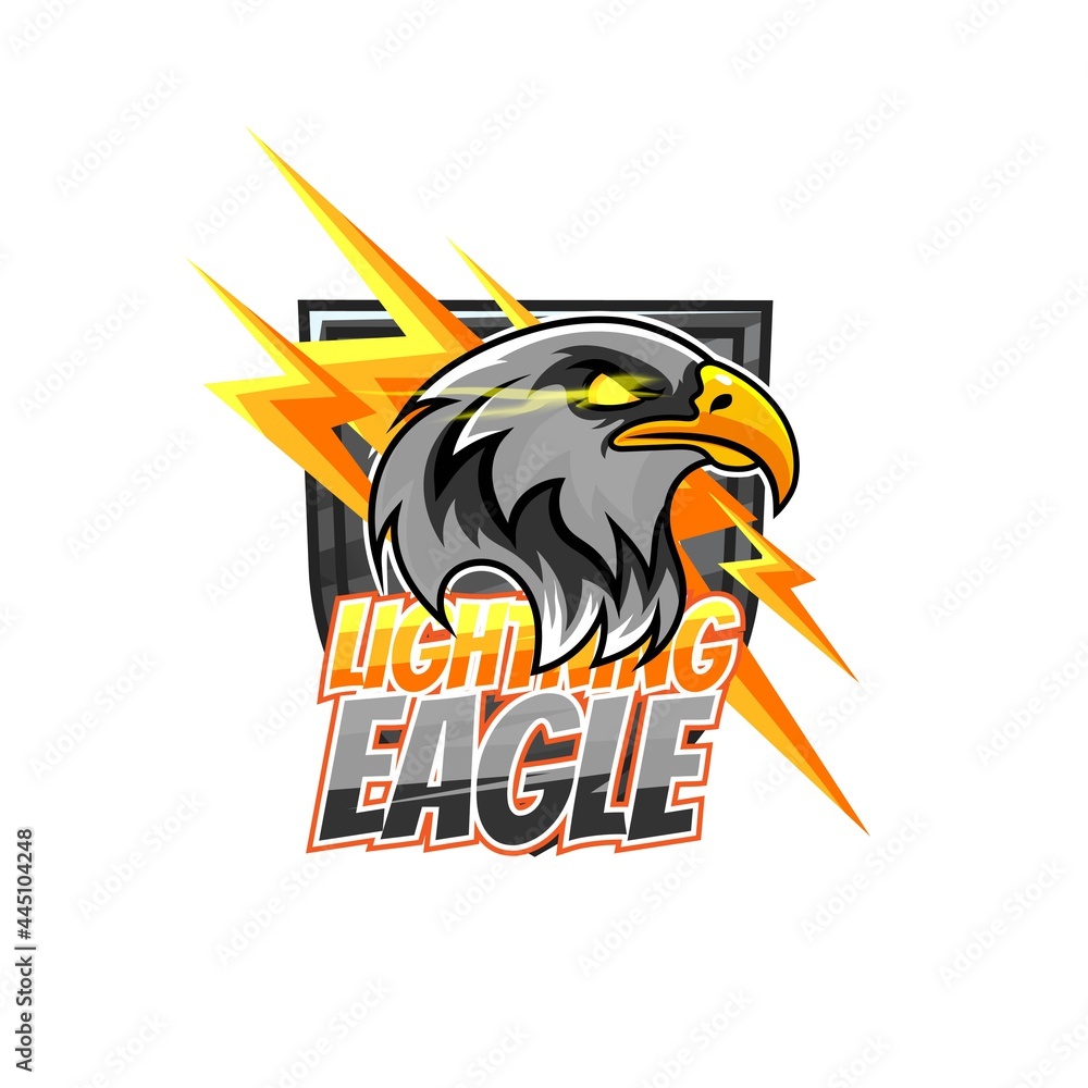 Logo animal emblem tournament Lightning eagle bird with shield character  esport. Mascot baseball game. mascot and esport logo design. easy to edit  and customize Stock Vector | Adobe Stock