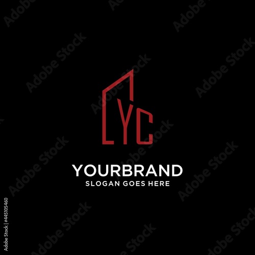 YC initial monogram with building logo design photo