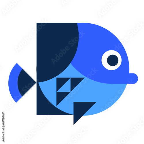  blue fish geometric stylized vector icon