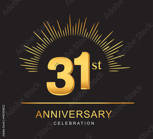 31st anniversary design with golden color and firework for anniversary celebration photo