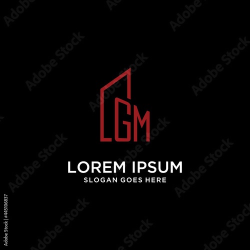 GM initial monogram with building logo design