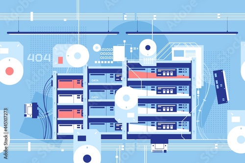 High technology server room with important data