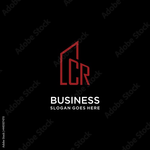 CR initial monogram with building logo design