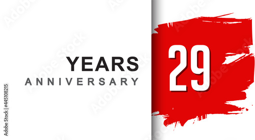 29th years anniversary design with red brush isolated on white background for company celebration event