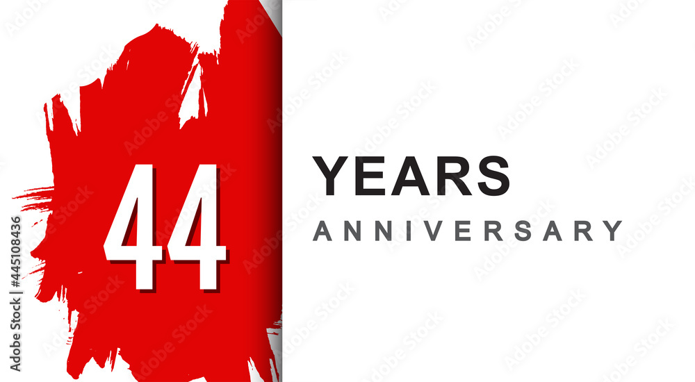 44th years anniversary design with red brush isolated on white background for company celebration event 44th years anniversary design with red brush isolated on white background for company celebration event