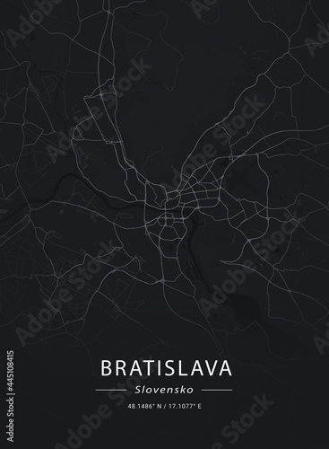 Fotografie, Obraz Map of Bratislava, Slovakia