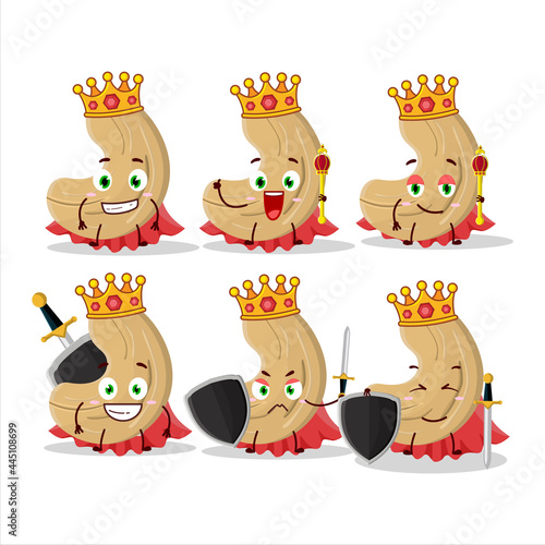 A Charismatic King cashew nuts cartoon character wearing a gold crown