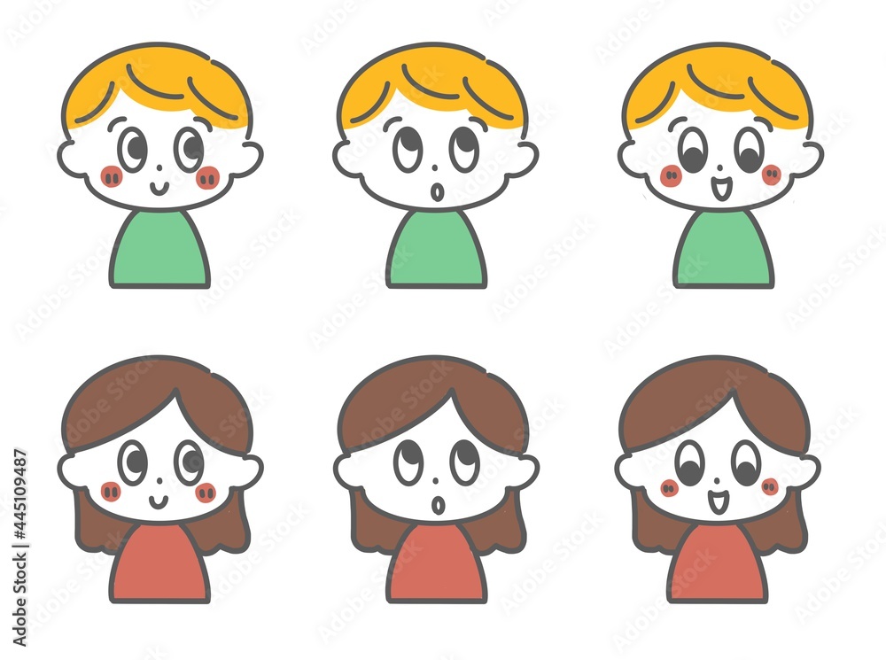 表情バリエーション　男の子と女の子