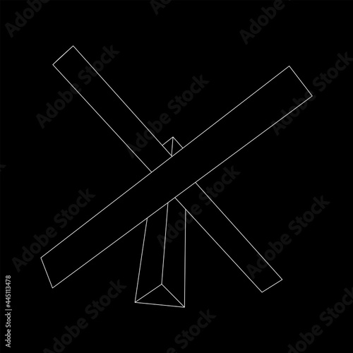 Hedgehog antitank defence. Wireframe low poly mesh vector illustration.