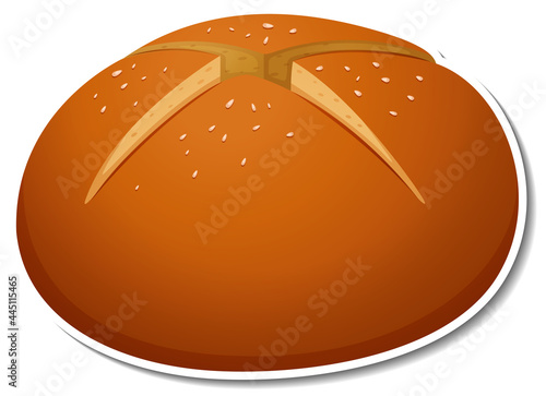 Hot cross bun sticker on white background