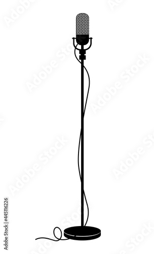retro microphone with stand on white background
