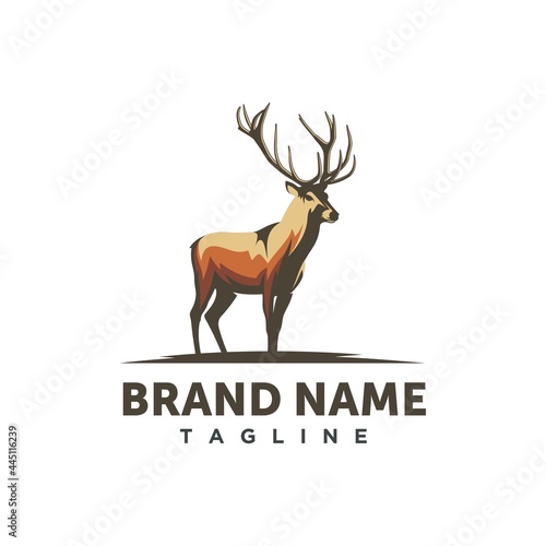 Deer Stag Buck Antler Logo Design Vector Image
