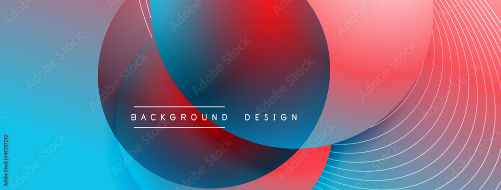 Gradient circles with shadows. Vector techno abstract background. Modern overlapping forms wallpaper background, design template Gradient circles with shadows. Vector techno abstract background. Modern overlapping forms wallpaper background, design template