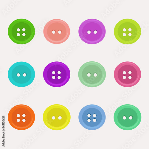 Set of colorful sewing buttons isolated on a white background. Vector illustration.