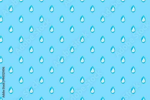 Raindrops on blue pattern. Background of water drops in row. Rain drop geometric simple seamless