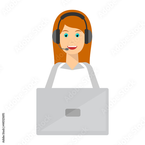Young man and woman wearing headsets dd