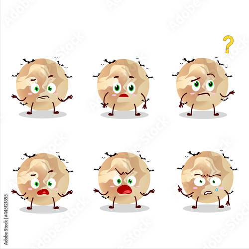 Cartoon character of halloween moon with what expression