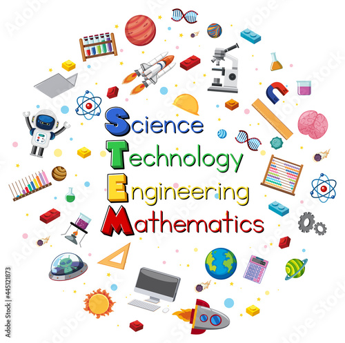 Colourful STEM education text icon