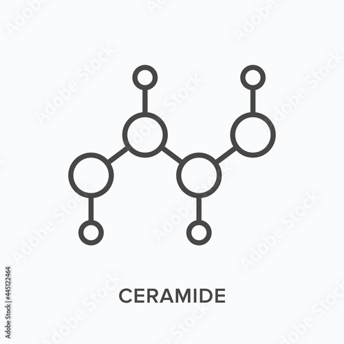Ceramide mask flat line icon. Vector outline illustration of molecular formula. Black thin linear pictogram for lipids photo
